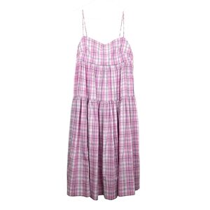 J. Crew Tie Back Tiered Poplin Dress midi preppy a-line spring Violet Navy Plaid